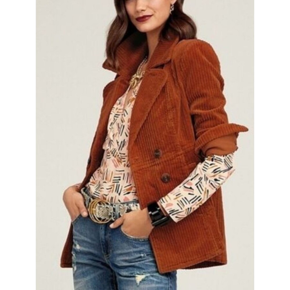 Cabi Style #4123 Corduroy Rust Terracotta On Point Blazer Size Medium